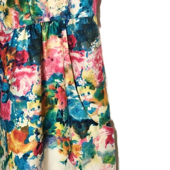 Anthropologie Maeve Floral Sleeveless Ivory Sheath Dress Size 12 - Picture 6 of 16